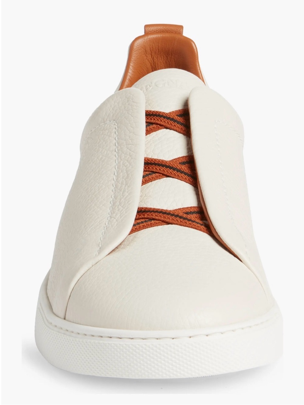 Zegna Triple Stitch Deerskin Leather Slip-On Sneaker Size US 10 White